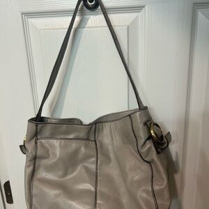 Authentic HOBO Gray Leather Shoulder Bag